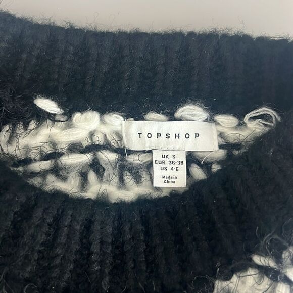 NWOT Topshop ASOS knitted multi stitch jumper in mono Size S - Picture 3 of 12